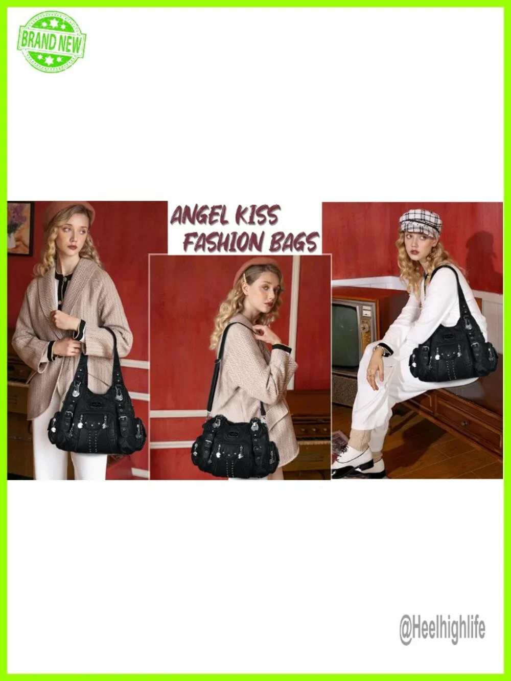 Washed PU Leather Large Hobo Bag with Multiple Pockets, Adjustable Strap